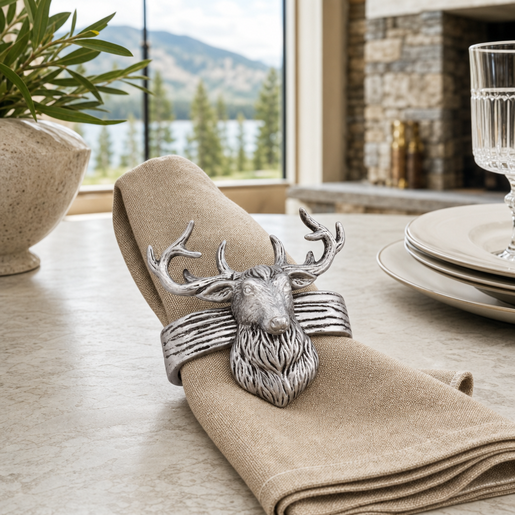 Elk Head Napkin Rings  - Set of 4 4