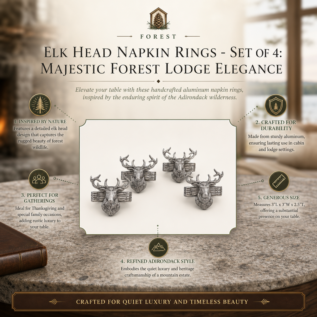 Elk Head Napkin Rings  - Set of 4 8