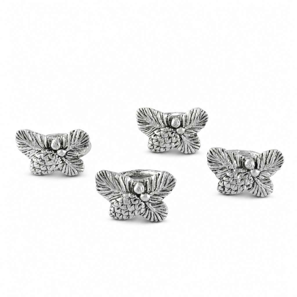 Pine Cone Forest Pattern Napkin Rings Set of 4 1