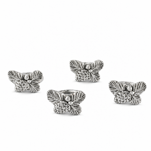 Pine Cone Forest Pattern Napkin Rings Set of 4 1
