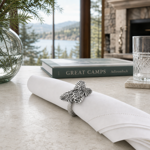 Pine Cone Forest Pattern Napkin Rings Set of 4 9