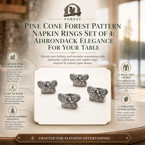 Pine Cone Forest Pattern Napkin Rings Set of 4 10