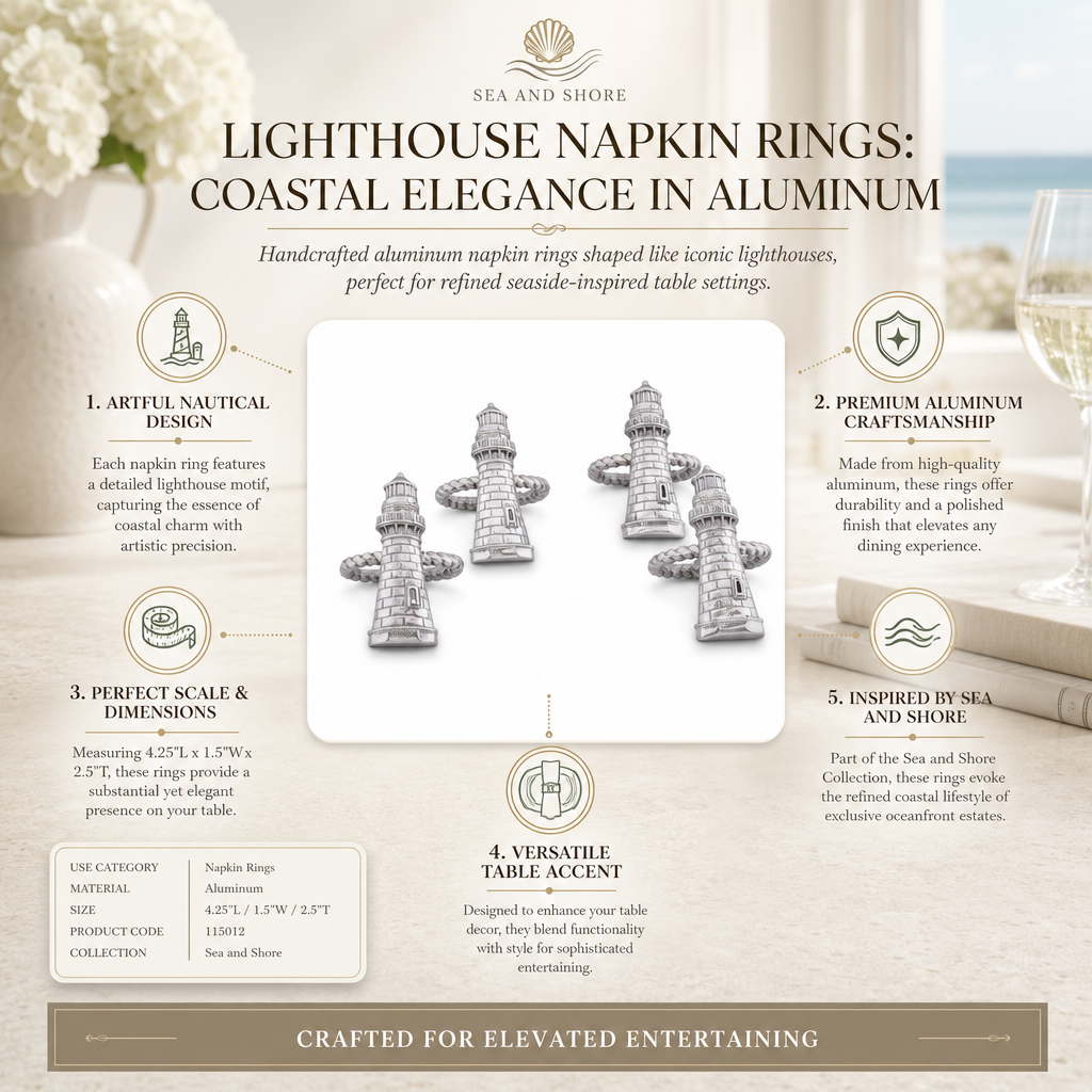 Lighthouse Napkin Rings: Coastal Elegance in Aluminum