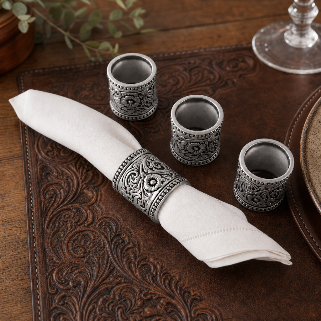 Concho Pattern Napkin Rings Set of 4 2