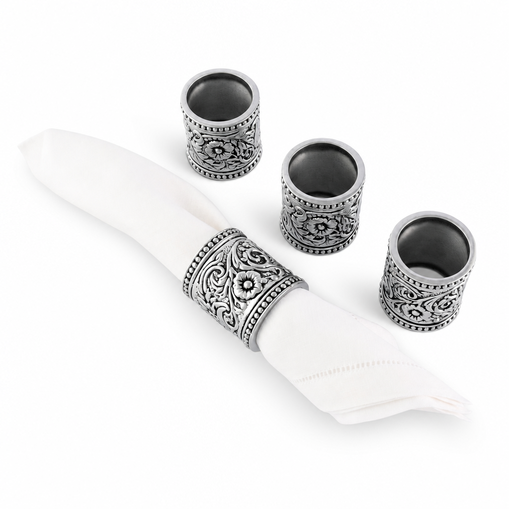 Concho Pattern Napkin Rings Set of 4 1