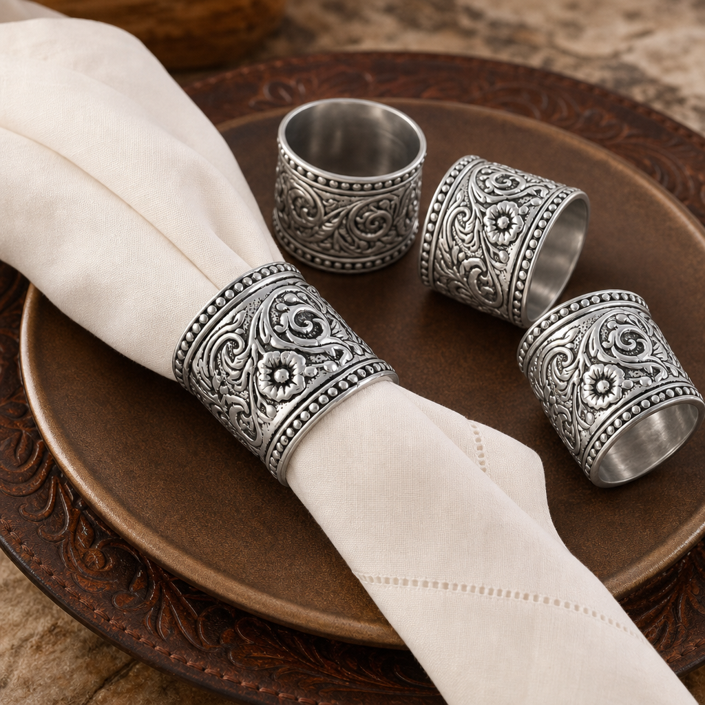 Concho Pattern Napkin Rings Set of 4 3