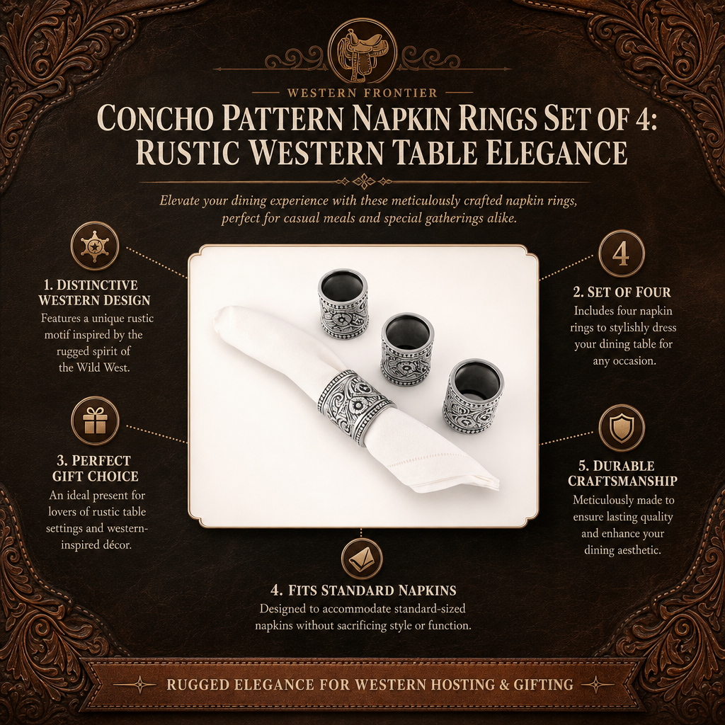Concho Pattern Napkin Rings Set of 4 16