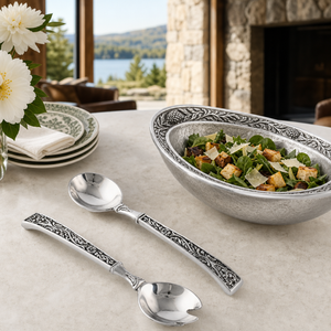 Pine Cone Forest Salad Bowl Set with Servers 6