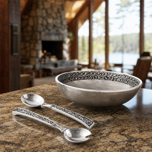 Pine Cone Forest Salad Bowl Set with Servers 3