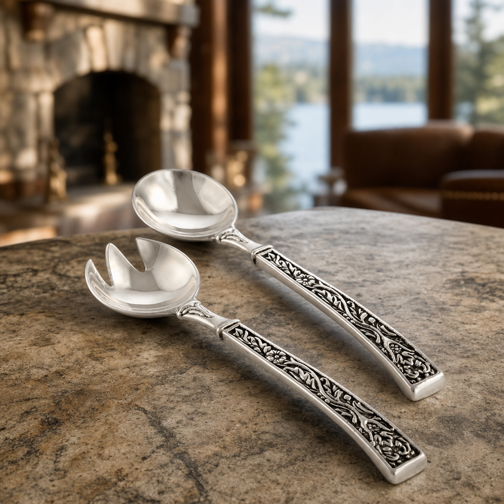 Pine Cone Forest Salad Bowl Set with Servers 4