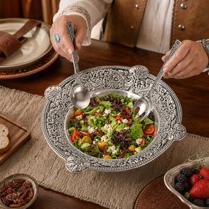 Concho Pattern Salad Bowl with Serving Set 4