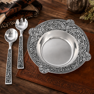 Concho Pattern Salad Bowl with Serving Set 2