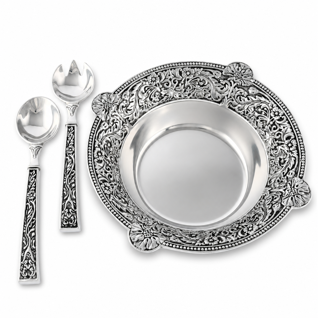 Concho Pattern Salad Bowl with Serving Set 1