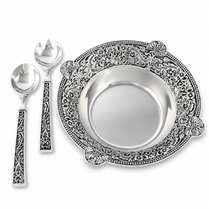 Concho Pattern Salad Bowl with Serving Set 1
