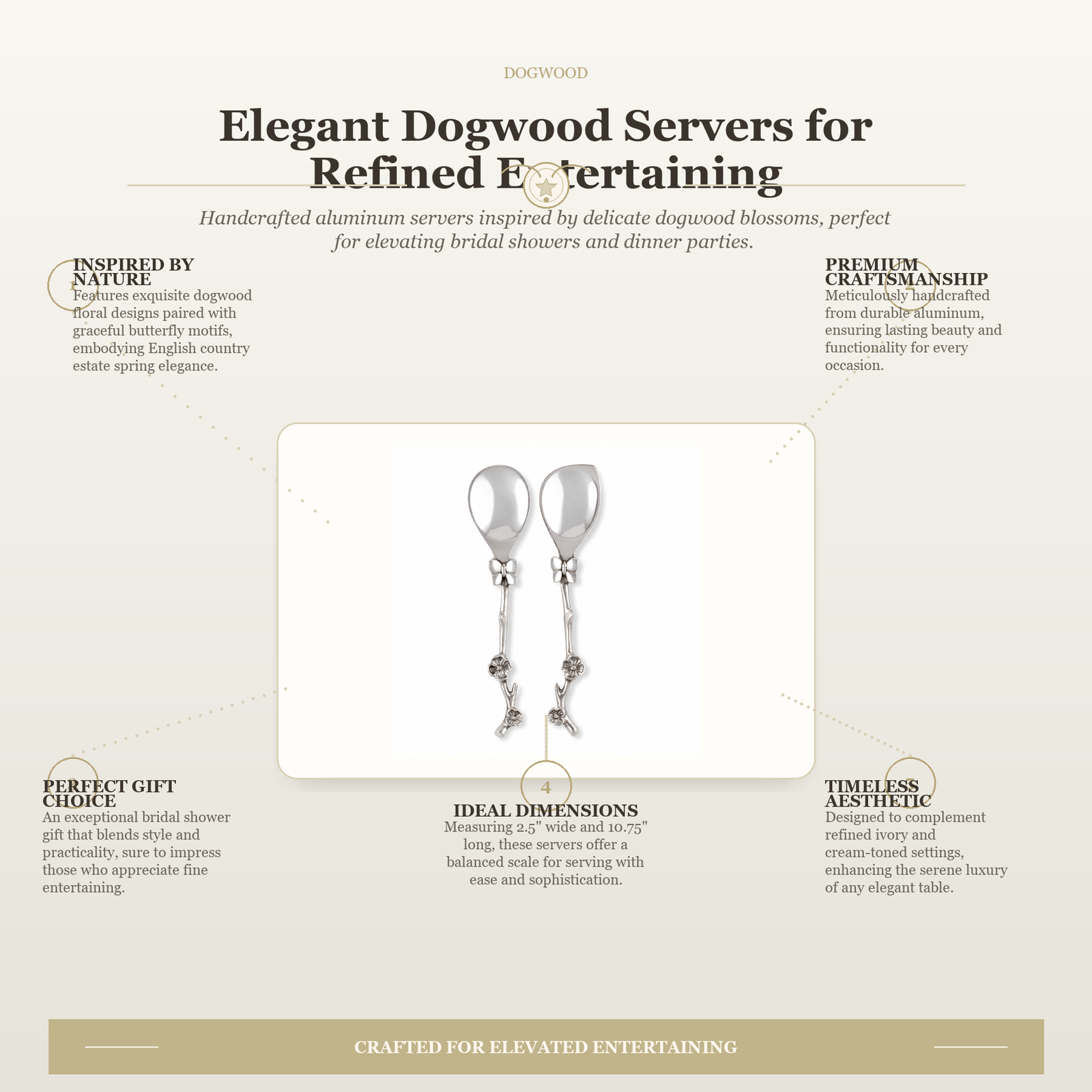 Elegant Dogwood Servers for Refined Entertaining