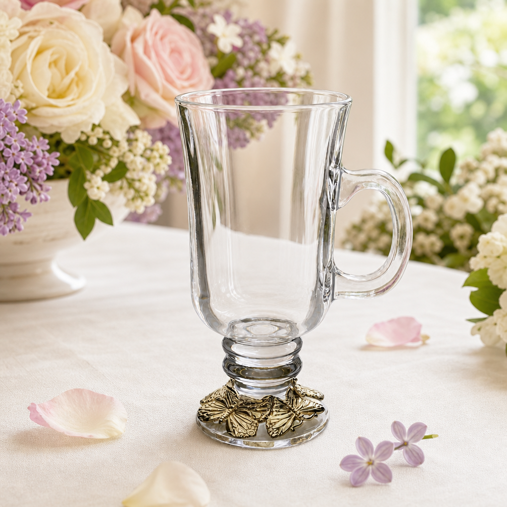 Butterfly 24 Gold Plated Glass Mug 1