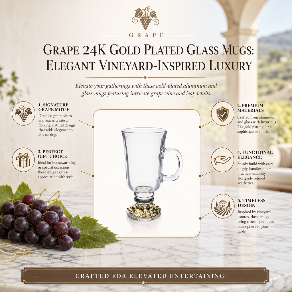 Grape 24k Gold Plated Glass Mugs 4