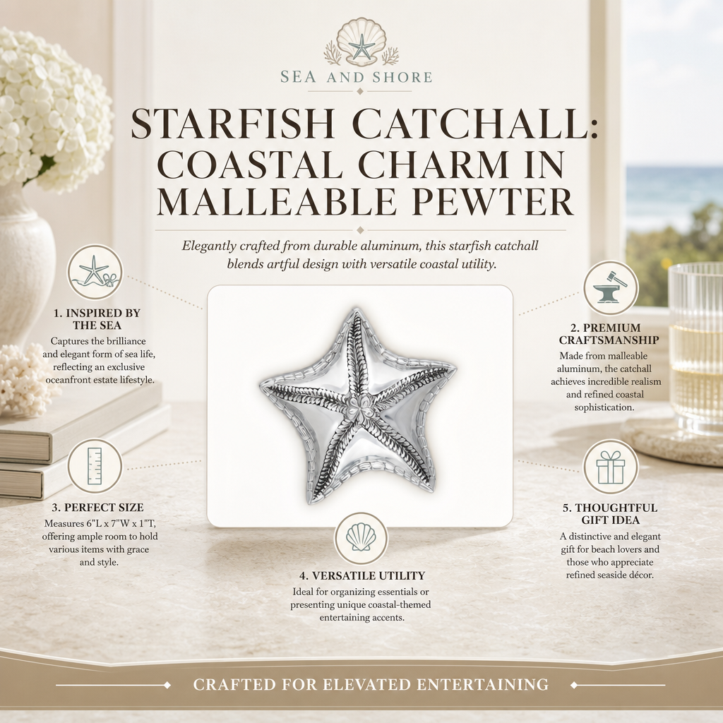 Starfish Catchall: Coastal Charm in Malleable Pewter