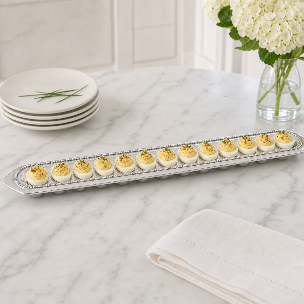 Long Beaded Metal Deviled Egg Holder 3