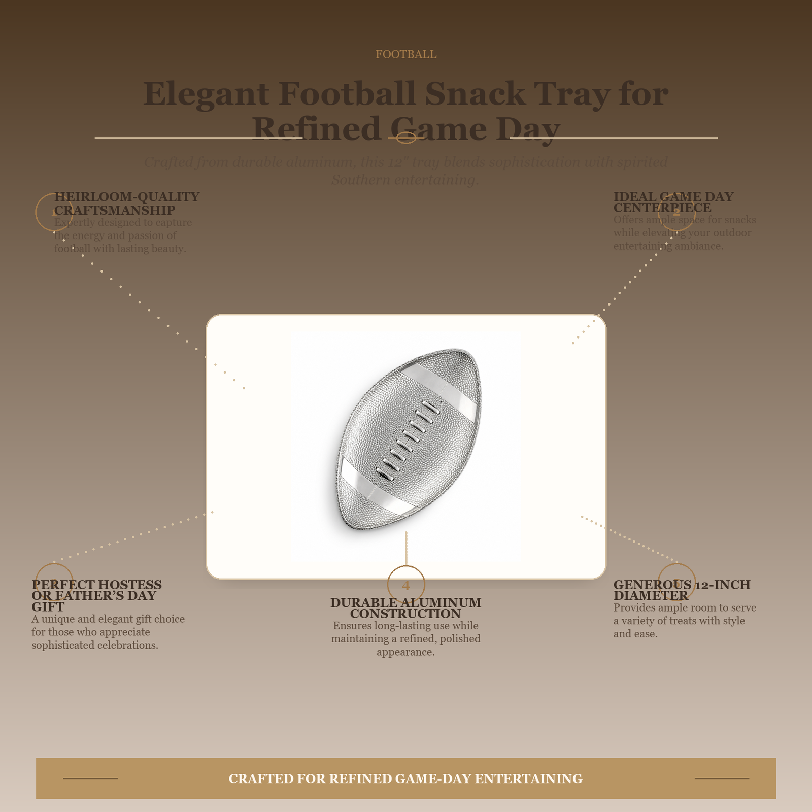 Elegant Football Snack Tray for Refined Game Day