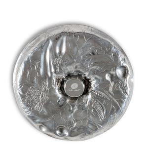 Top view of a Catch All decorative bowl showcasing intricate leaf and fruit patterns, ideal for a modern classic accessory.