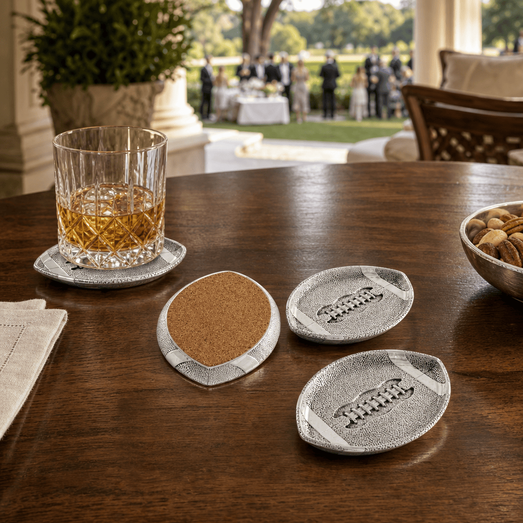Arthur Court Football Football Coasters - Set of 4
