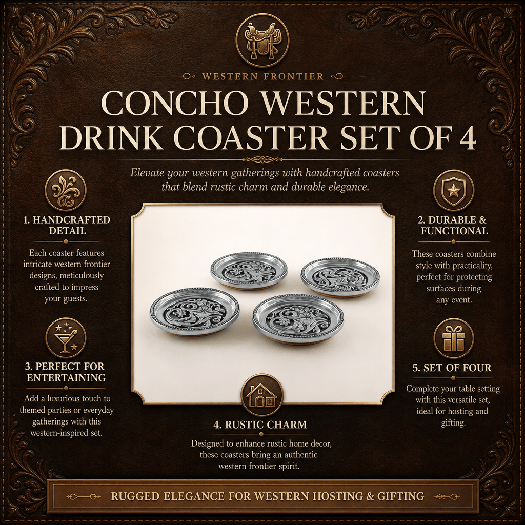 Concho Western Drink Coaster Set of 4