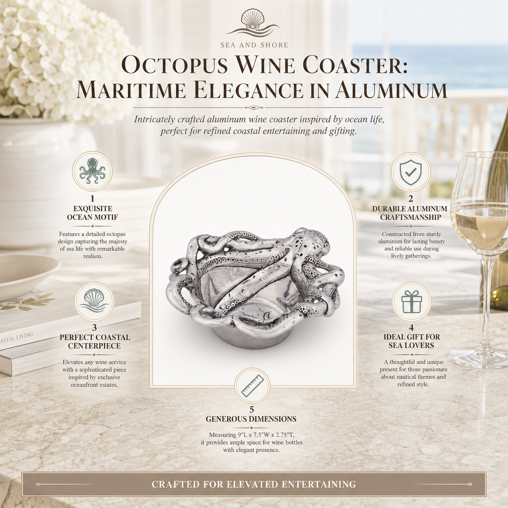 Octopus Wine Coaster: Maritime Elegance in Aluminum