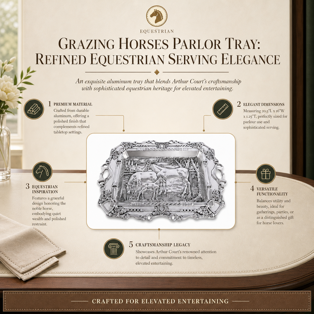 Grazing Horses Parlor Tray: Refined Equestrian Serving Elegance