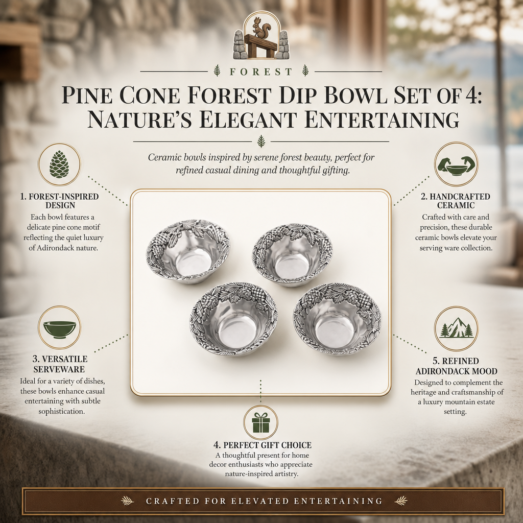 Pine Cone Forest Dip Bowl Set of 4: Nature’s Elegant Entertaining