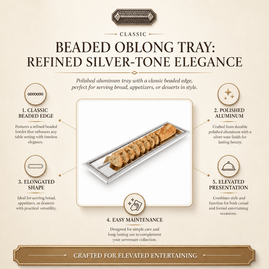 Arthur Court Trays Beaded Oblong Tray