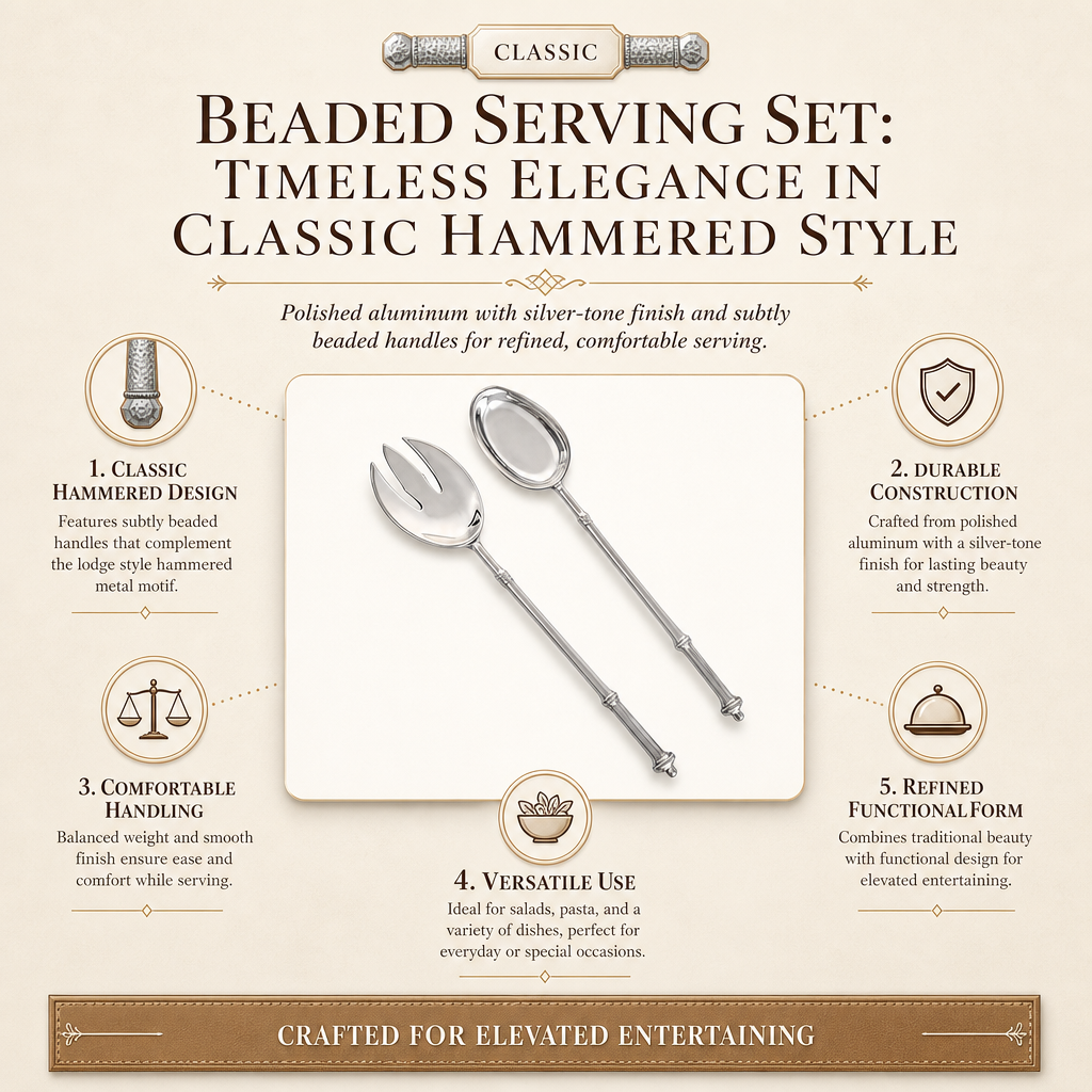 Beaded Serving Set: Timeless Elegance in Classic Hammered Style