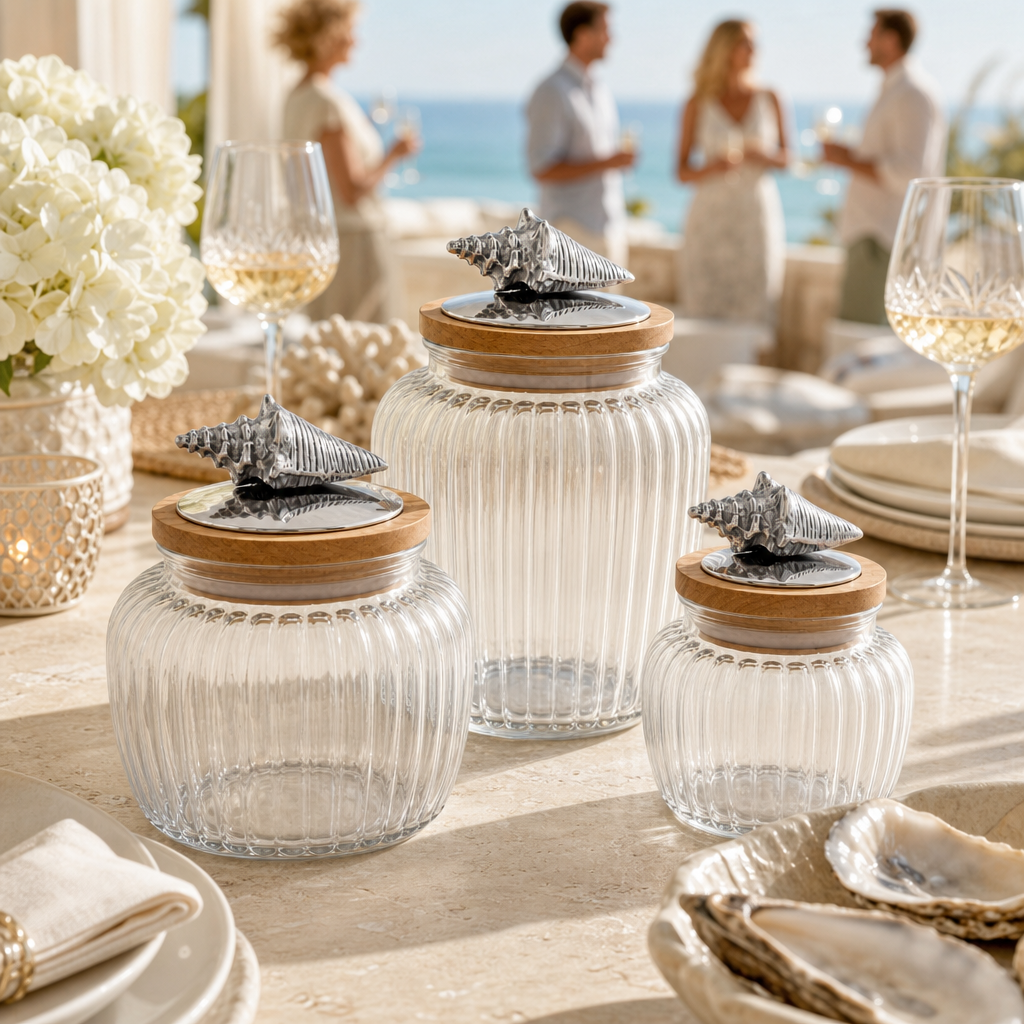 Shell Knob Glass Canisters 3