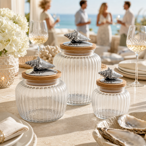 Shell Knob Glass Canisters 3