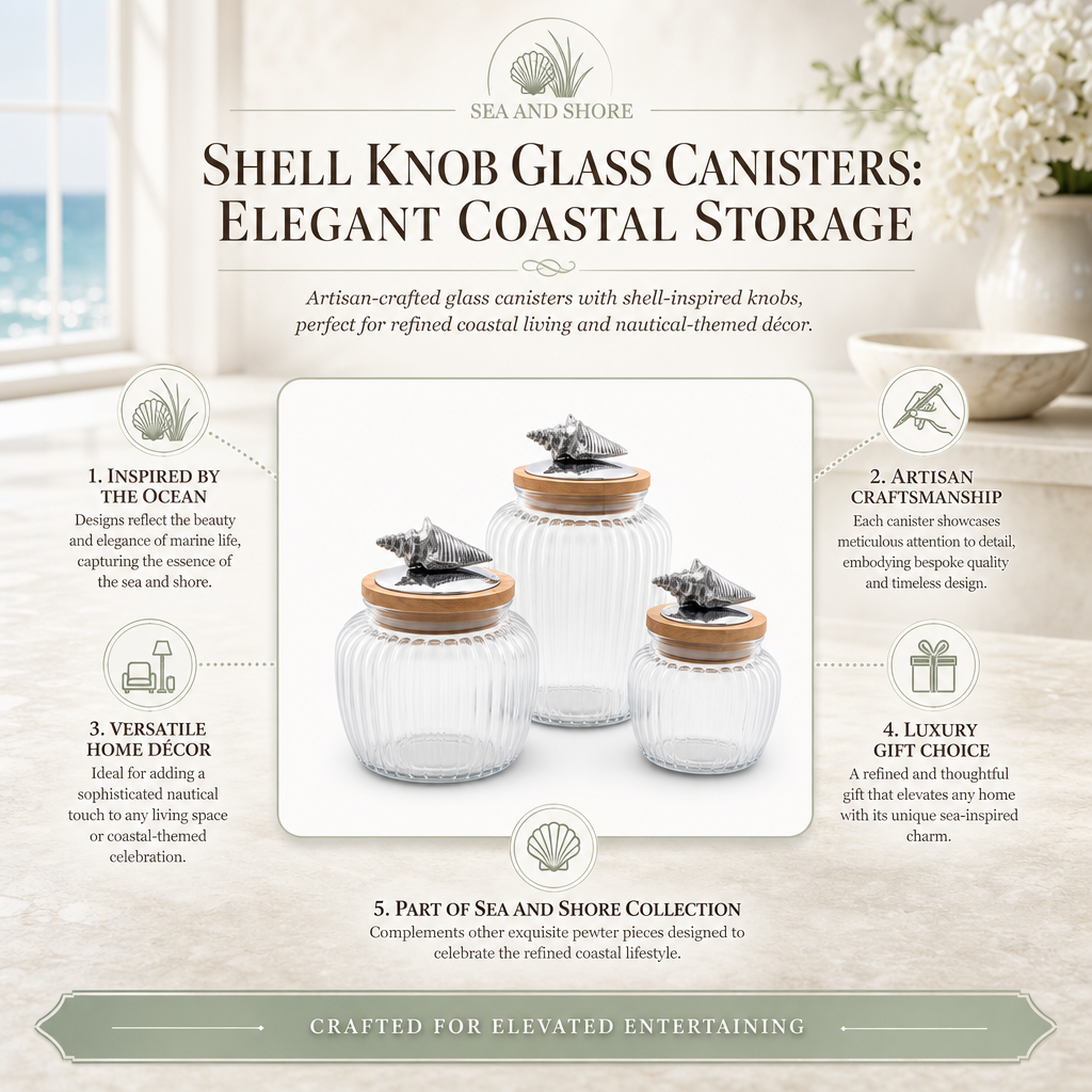 Shell Knob Glass Canisters: Elegant Coastal Storage