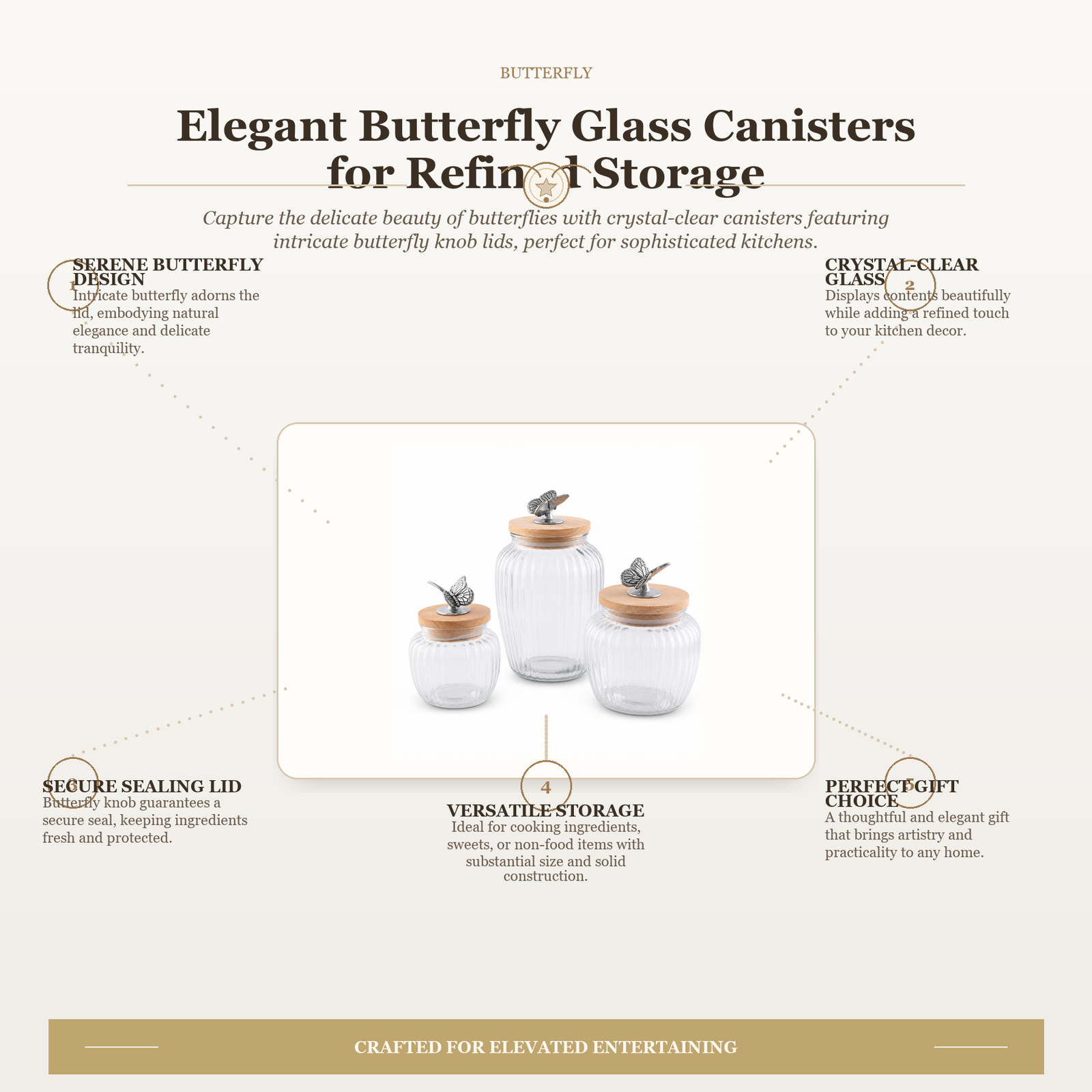 Elegant Butterfly Glass Canisters for Refined Storage