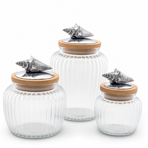 Shell Knob Glass Canisters