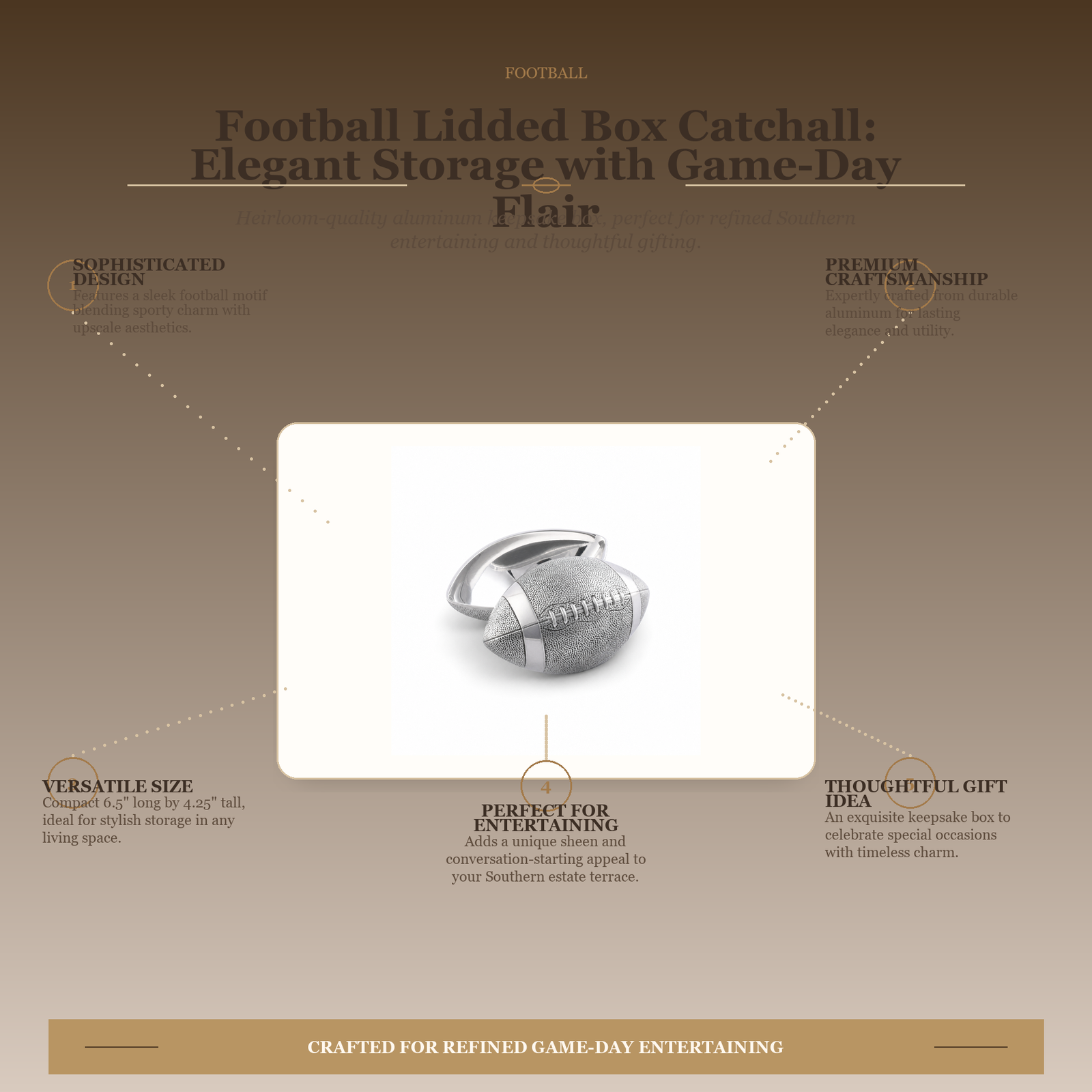 Football Lidded Box Catchall: Elegant Storage with Game-Day Flair