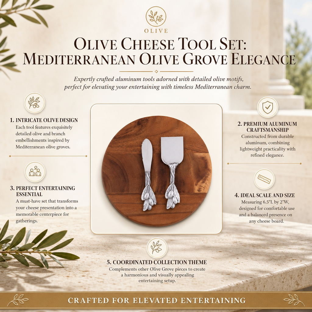Olive Cheese Tool Set: Mediterranean Olive Grove Elegance