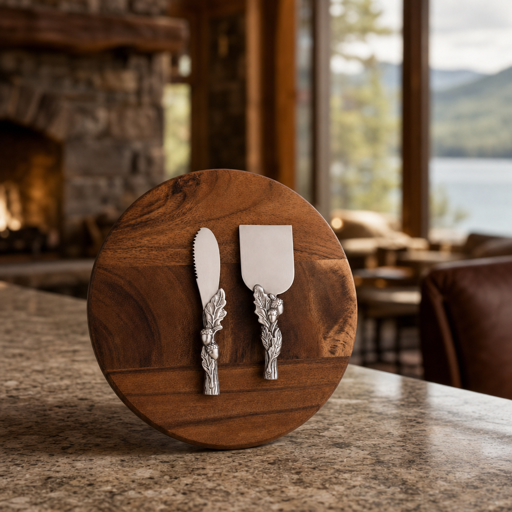 Acorn Oak Leaf Cheese Tool Set 2