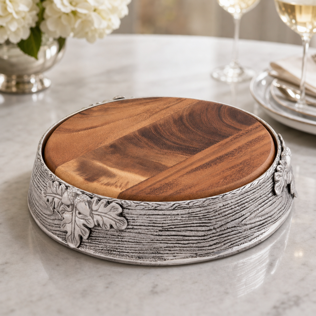 Acorn Oak Leaf Cheese Pedestal 7