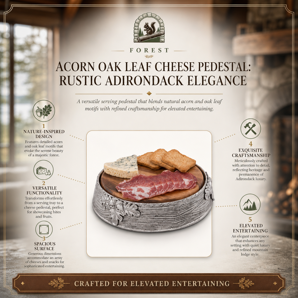 Acorn Oak Leaf Cheese Pedestal: Rustic Adirondack Elegance