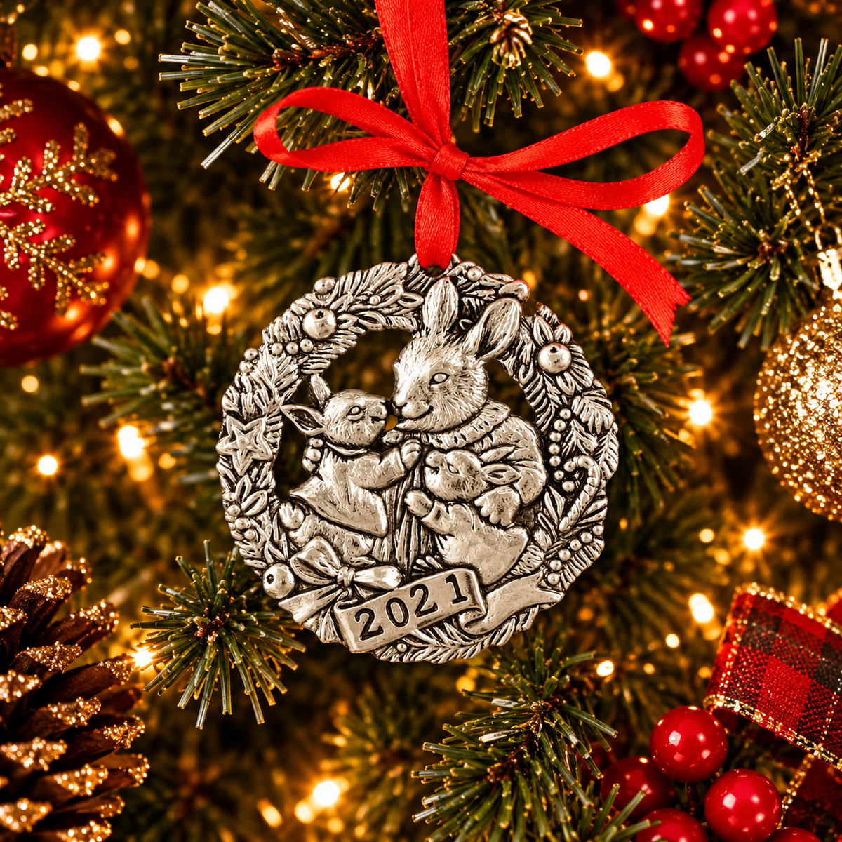 Arthur Court Holidays 2021 "To Grandma's House we go" Bunny Ornament