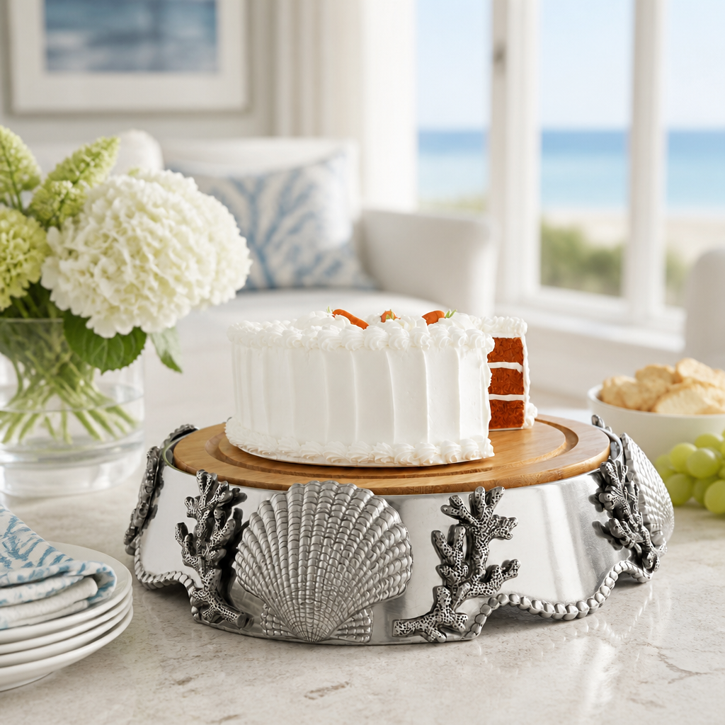 Coastal Wood Cheese Pedestal 7