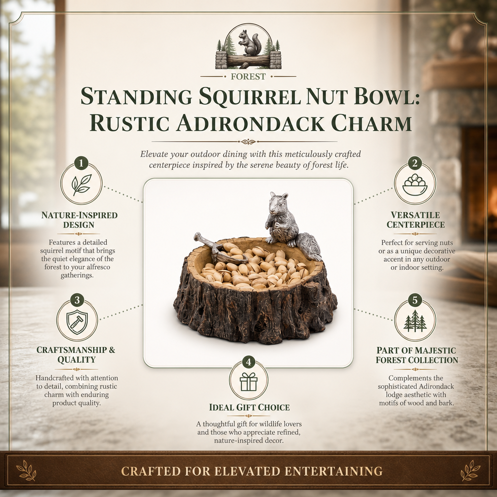 Standing Squirrel Nut Bowl: Rustic Adirondack Charm
