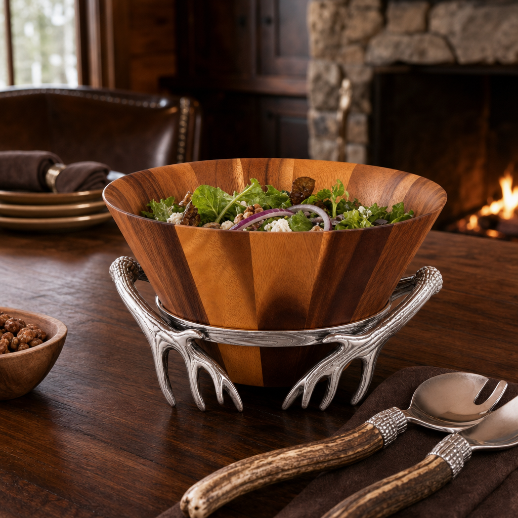 Antler Wood Salad Bowl 6