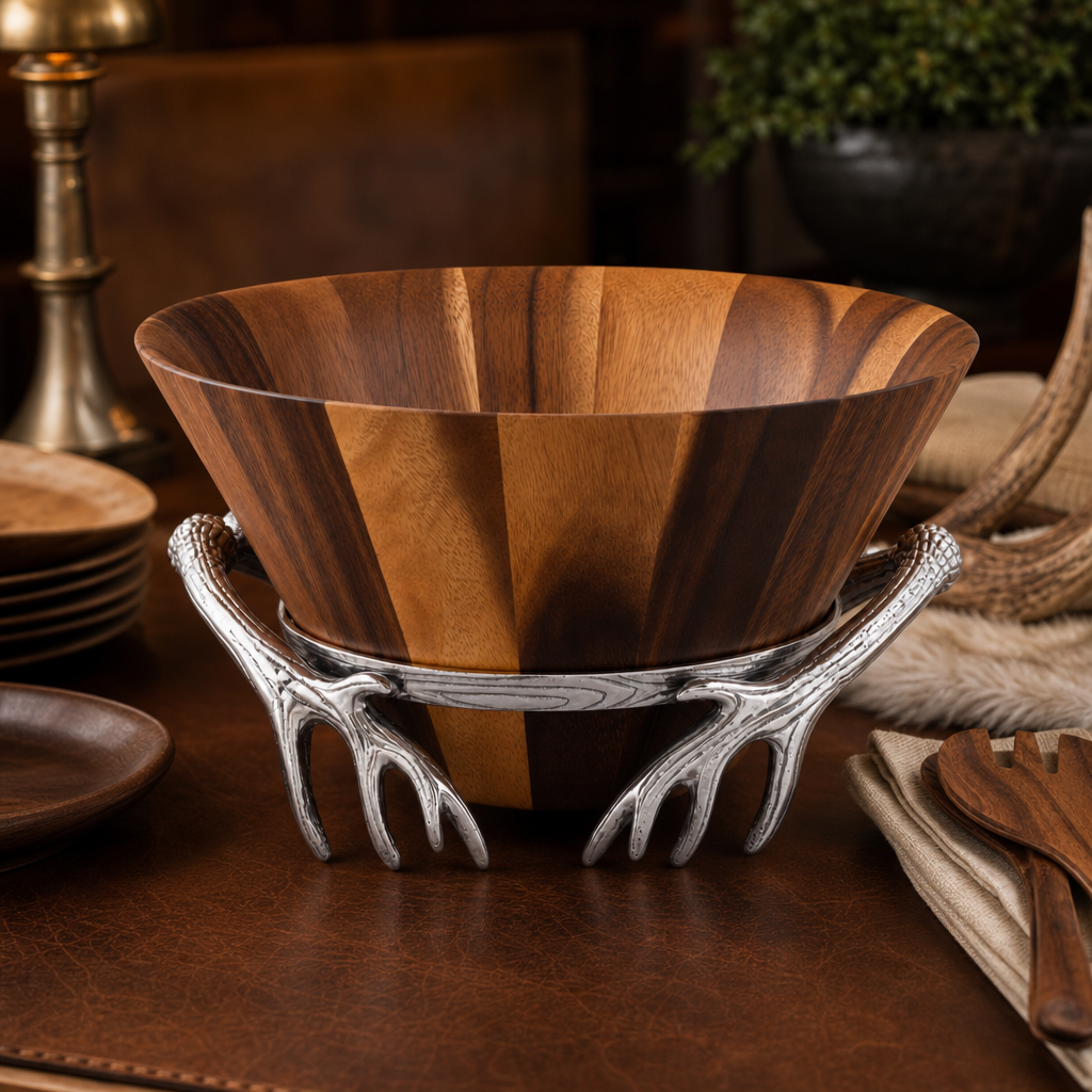 Antler Wood Salad Bowl 3