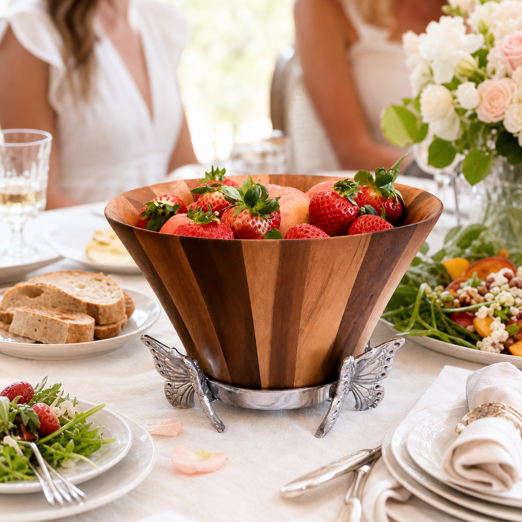 Butterfly Wood Tall Salad Bowl 7