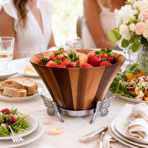Butterfly Wood Tall Salad Bowl 7