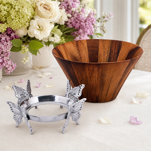 Butterfly Wood Tall Salad Bowl 10
